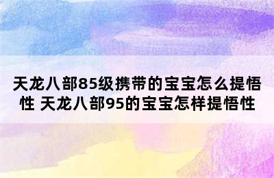 天龙八部85级携带的宝宝怎么提悟性 天龙八部95的宝宝怎样提悟性